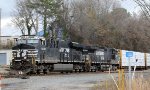 NS 8040 leads train E25 out of the yard